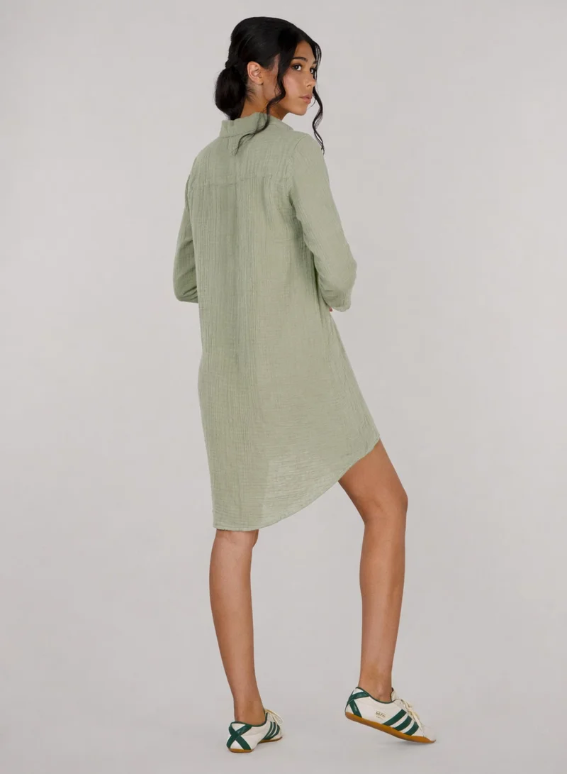 Just Nature Light Olive Soft Cotton Shirt Tunic for Women | Best Price UAE